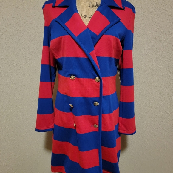 (NWT) NY&C Striped Red and Blue Women's Blazer Dress - Picture 3 of 4